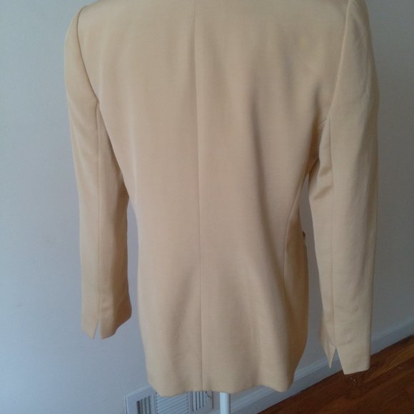 ELLEN TRACY Blazer Single Breasted Jacket Light Yellow Size Petite 12 - Picture 6 of 10
